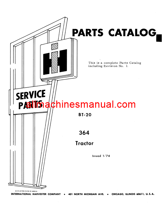 Download Case IH 364 Tractor Parts Manual BT-20