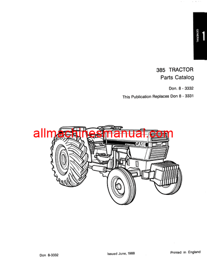 Download Case IH 385 Tractor Parts Manual 8-3332