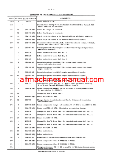 Download Case IH 400, 450 Series Tractor Parts Manual TC-55A