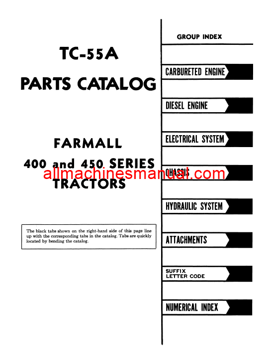 Download Case IH 400, 450 Series Tractor Parts Manual TC-55A