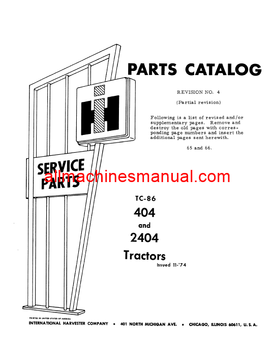 Download Case IH 404, 2404 Tractor Parts Manual TC-86