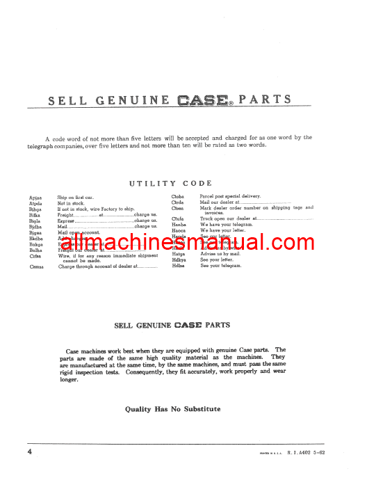 Download Case IH 430 Tractor Parts Manual RIA402