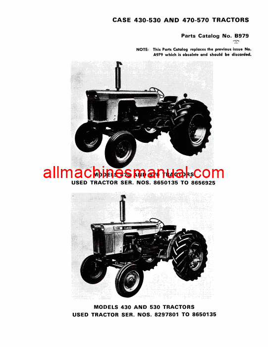 Download Case IH 430, 470, 530, 570 Tractor Parts Manual B979