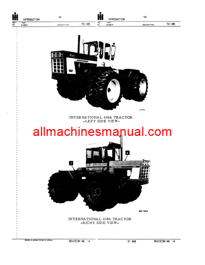 Case IH 4366, 4386 Tractor Pdf Parts Manual TC-165