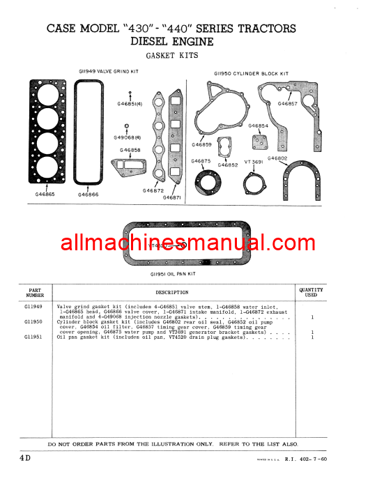 Download Case IH 440-441 Tractor Parts Manual RI 402