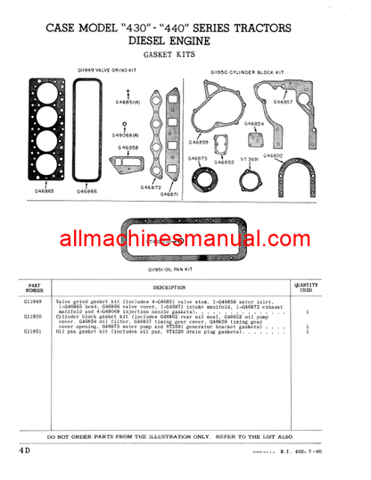 Download Case IH 440-441 Tractor Parts Manual RI 402