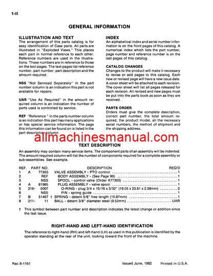 Case IH 4490 Tractor Pdf Parts Manual 8-1161R1