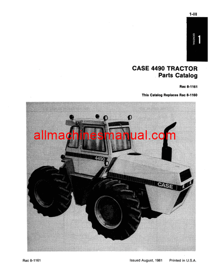 Case IH 4490 Tractor Pdf Parts Manual 8-1161R1