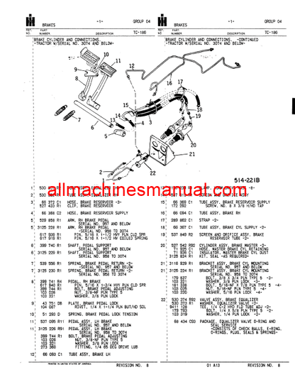 Download Case IH 484 Tractor Parts Manual TC-186