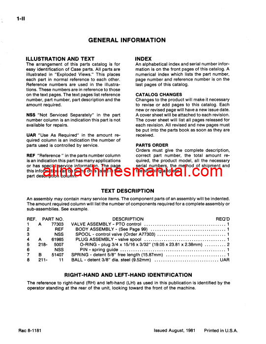 Case IH 4890 Tractor Pdf Parts Manual 8-1181