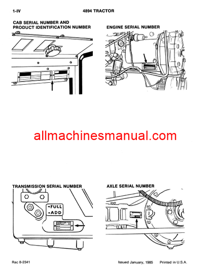 Case IH 4894 Tractor Pdf Parts Manual 8-2341