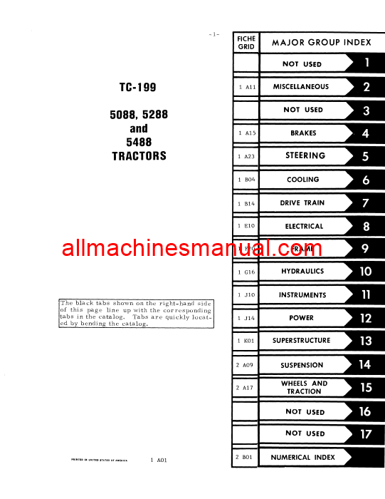 Case IH 5088, 5288, 5488 Tractor Pdf Parts Manual TC-199