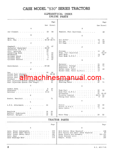 Download Case IH 530 Series Gas and Diesel Tractor Parts Manual RIA403