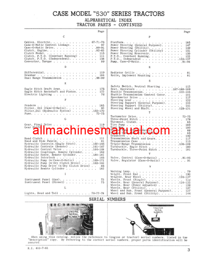 Download Case IH 530 Series Gas and Diesel Tractor Parts Manual RIA403