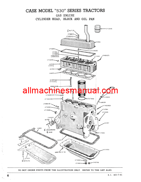 Download Case IH 530 Series Gas and Diesel Tractor Parts Manual RIA403