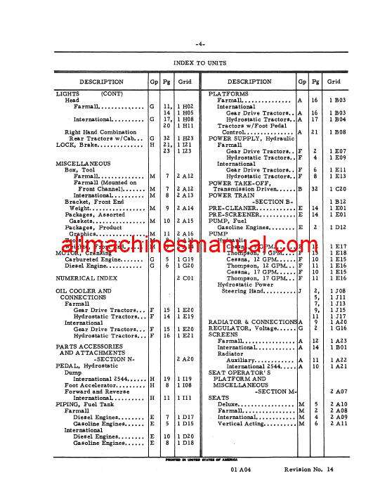 Download Case IH 544, 2544 Tractor Parts Manual TC-129