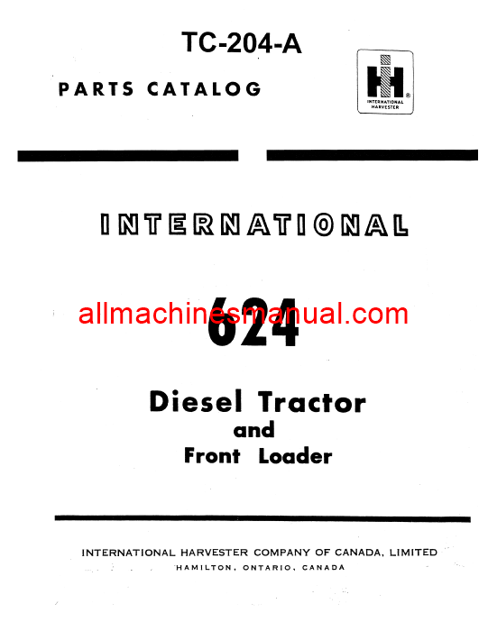 Download Case IH 624 Diesel Tractor Parts Manual TC-204-A