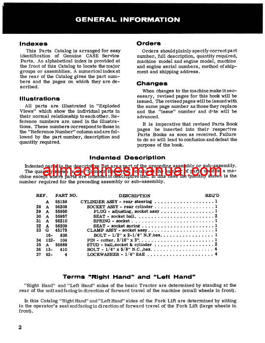 Download Case IH 630 Series Tractor Parts Manual RIB404