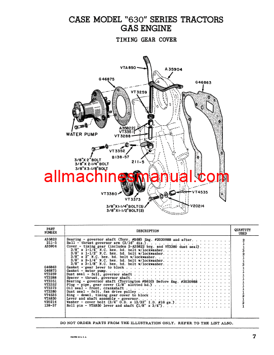 Download Case IH 630 Series Tractor Parts Manual RIB404