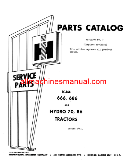 Download Case IH 666, 686 Hydro 70 & 86 Tractor Parts Manual TC-164