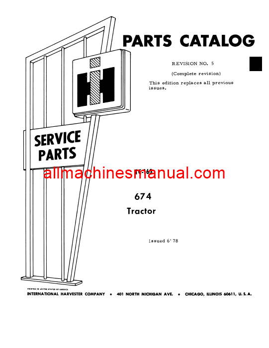 Download Case IH 674 Tractor Parts Manual TC-163