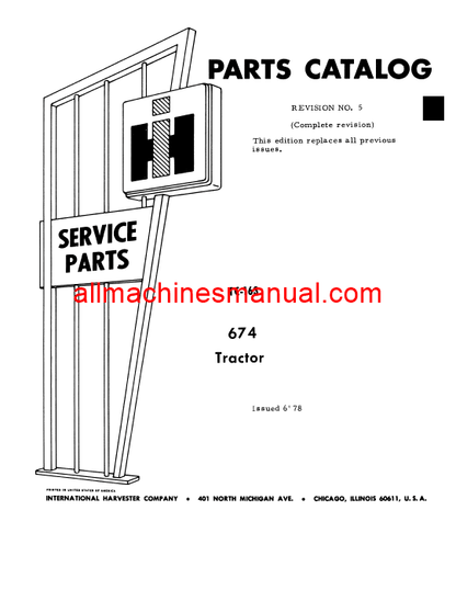 Download Case IH 674 Tractor Parts Manual TC-163