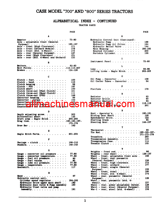 Download Case IH 700, 700B, 800, 800B Tractor Parts Manual A630