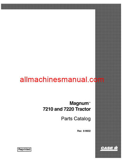 Case IH 7210, 7220 Tractor Pdf Parts Manual 8-9602