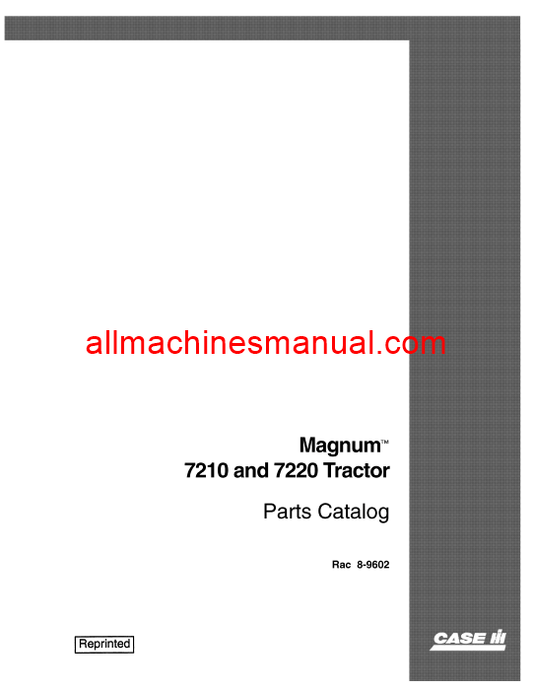 Case IH 7210, 7220 Tractor Pdf Parts Manual 8-9602