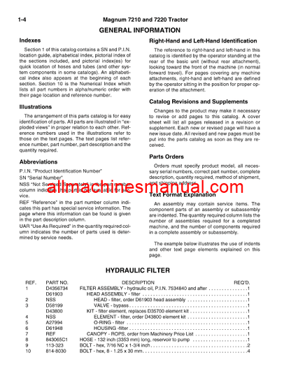 Case IH 7210, 7220 Tractor Pdf Parts Manual 8-9602