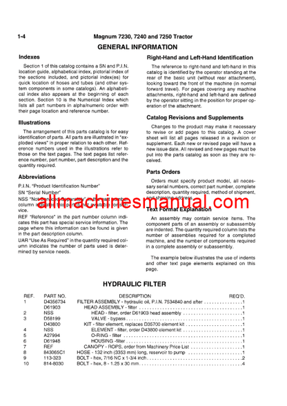 Case IH 7230, 7240, 7250 Magnum Tractor Pdf Parts Manual 8-9612