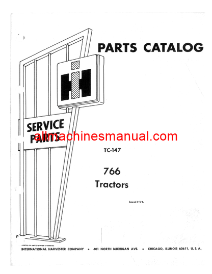 Download Case IH 766 Tractor Parts Manual TC-147