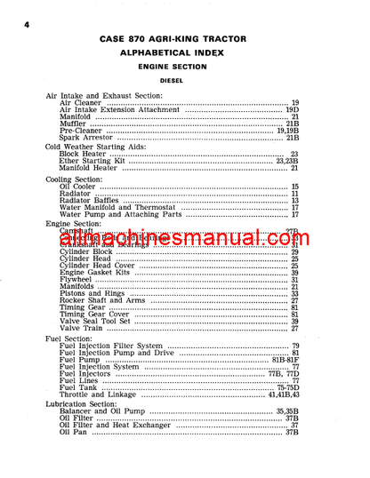 Download Case IH 870 Agri King Tractor Parts Manual C1171