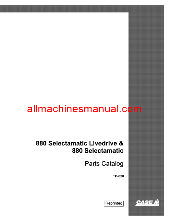 Download Case IH 880 Selectamatic Tractor Parts Manual TP-628