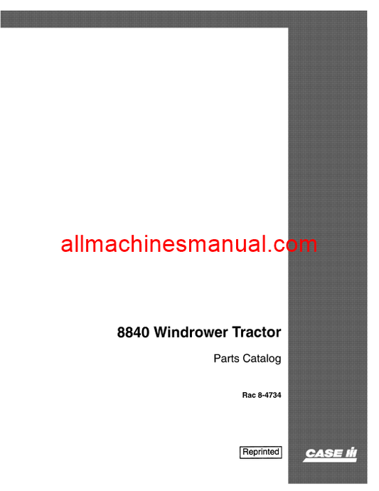 Case IH 8840 Windrower Tractor Pdf Parts Manual 8-4734