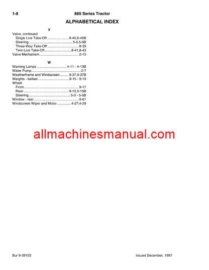 Download Case IH 885 Series Tractor Parts Manual 9-39153