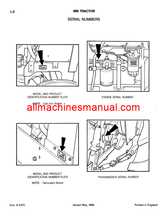 Download Case IH 885 Tractor Parts Manual 8-3372