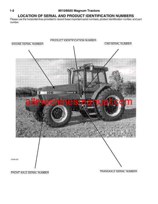 Case IH 8910, 8920 Tractor Pdf Parts Manual 7-2081