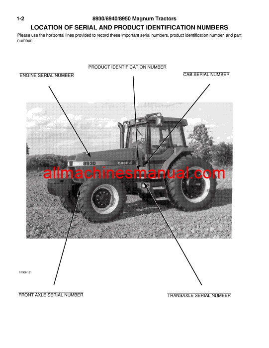 Case IH 8930, 8940, 8950 Magnum Tractor Pdf Parts Manual 7-2091