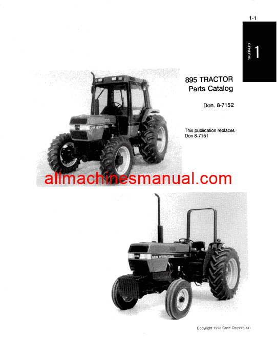 Download Case IH 895 Tractor Parts Manual 8-7152