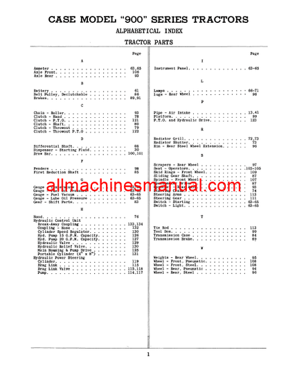 Download Case IH 900, 900B Diesel Gas Tractor Parts Manual A628