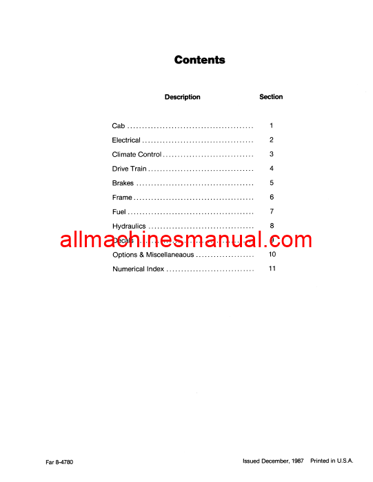 Case IH 9110 Tractor Pdf Parts Manual 8-4780