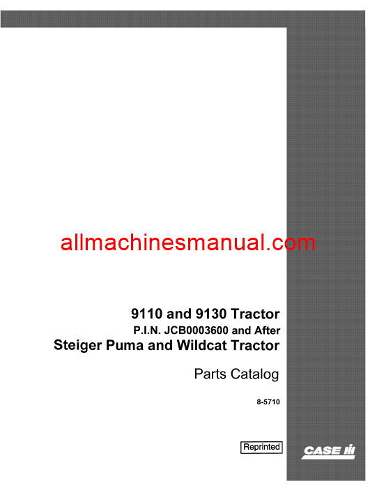 Case IH 9110, 9130 Tractor Pdf Parts Manual 8-5710