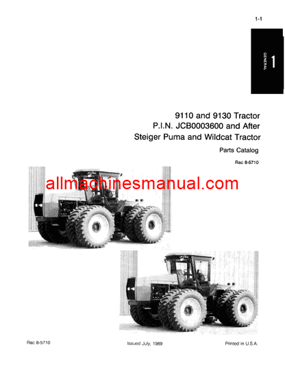 Case IH 9110, 9130 Tractor Pdf Parts Manual 8-5710