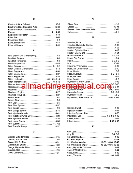 Case IH 9130 Series Tractor Pdf Parts Manual 8-4790