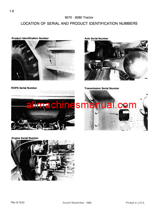 Case IH 9270, 9280 Tractor Pdf Parts Manual 8-7570