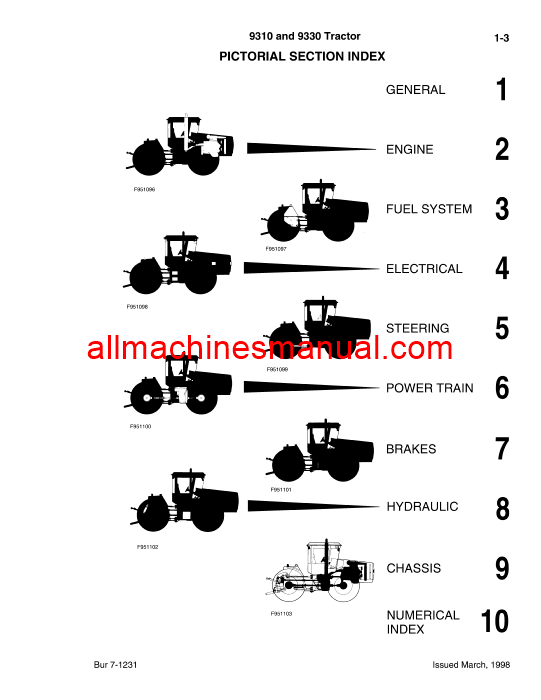 Case IH 9310, 9330 Tractor Pdf Parts Manual 7-1231