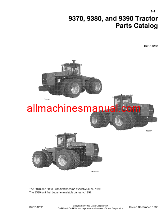 Case IH 9370, 9380, 9390 Tractor Pdf Parts Manual 7-1252