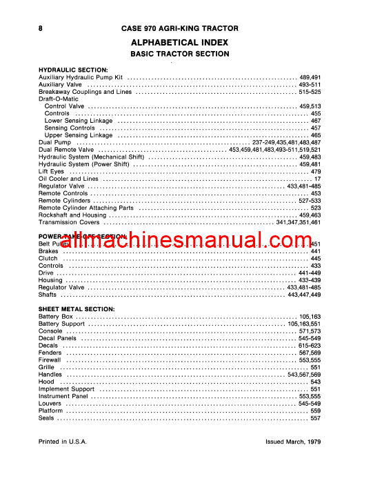 Download Case IH 970 Agri King Tractor Parts Manual C1172