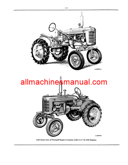 Case IH A, Super A, Super AV Tractor Pdf Parts Manual TC-39C